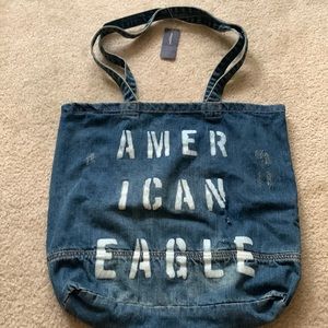 American Eagle Distressed Denim Tote Bag